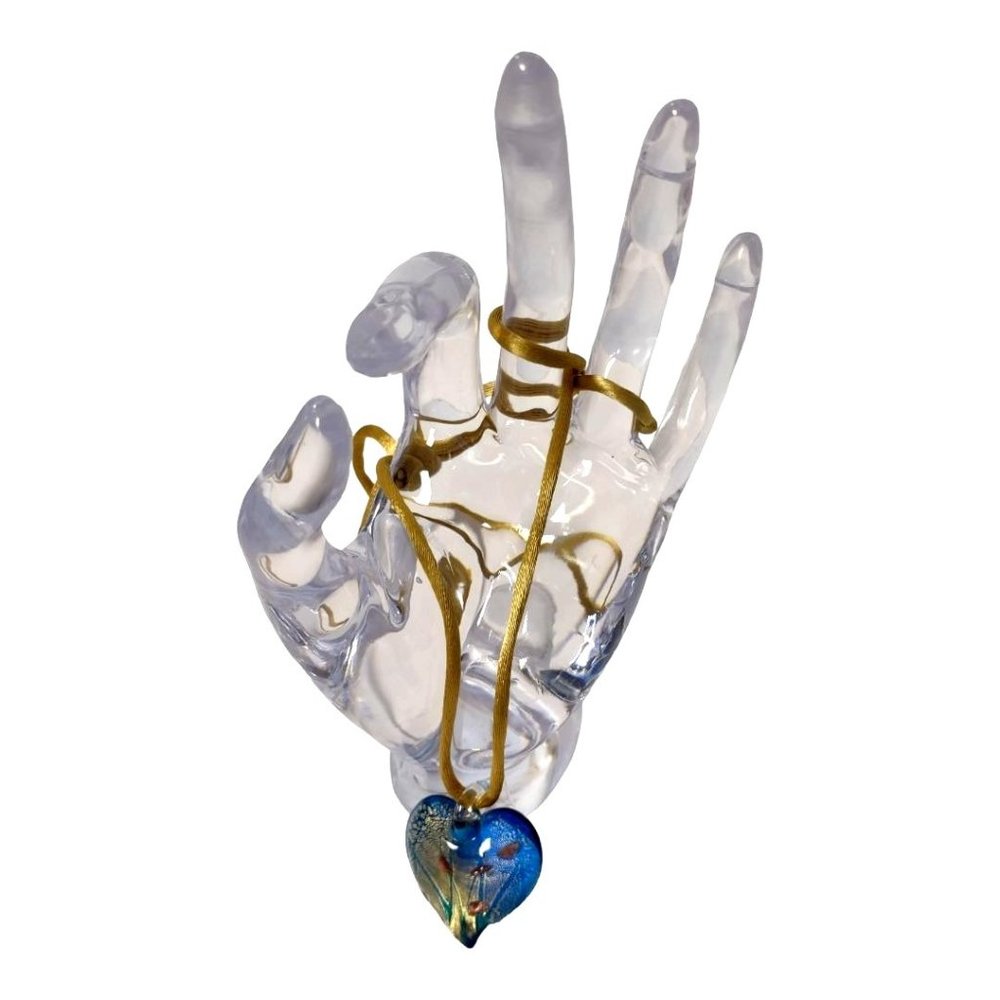 Blue Gold Ocean Colored Heart Pendant Rope Style Necklace Jewelry Or Craft Charm - Picture 3 of 7